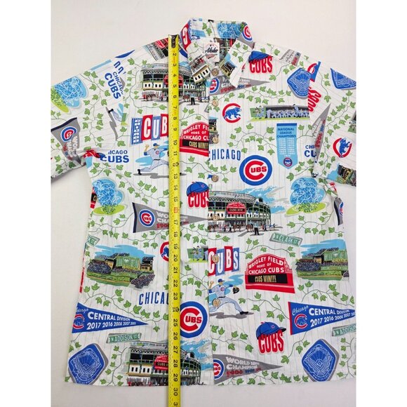 Reyn Spooner Aloha Chicago Cubs Size Medium Short Sleeve Cotton Pocket Shirt - Picture 7 of 8